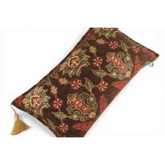 Turkish Fabric Pillow Cover 12x20, Brown Boho Throw Pillow, Topkapi Palace Pattern Decorative Sofa Accent Ethnic Cushion Case