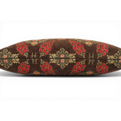 Turkish Fabric Pillow Cover 12x20, Brown Boho Throw Pillow, Topkapi Palace Pattern Decorative Sofa Accent Ethnic Cushion Case