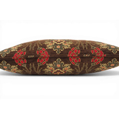 Turkish Fabric Pillow Cover 12x20, Brown Boho Throw Pillow, Topkapi Palace Pattern Decorative Sofa Accent Ethnic Cushion Case