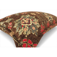 Turkish Fabric Pillow Cover 12x20, Brown Boho Throw Pillow, Topkapi Palace Pattern Decorative Sofa Accent Ethnic Cushion Case