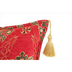 Turkish Fabric Pillow Cover 12x20, Red Boho Throw Pillow, Topkapi Palace Pattern Decorative Sofa Accent Ethnic Cushion Case