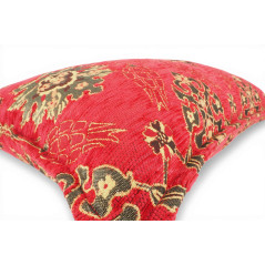 Turkish Fabric Pillow Cover 12x20, Red Boho Throw Pillow, Topkapi Palace Pattern Decorative Sofa Accent Ethnic Cushion Case