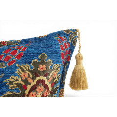 Turkish Fabric Pillow Cover 12x20, Royal Blue Boho Throw Pillow, Topkapi Palace Pattern Decorative Sofa Accent Ethnic Cushion