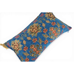 Turkish Fabric Pillow Cover 12x20, Royal Blue Boho Throw Pillow, Topkapi Palace Pattern Decorative Sofa Accent Ethnic Cushion