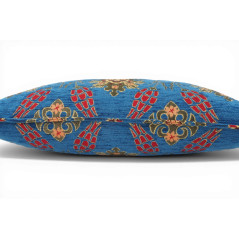 Turkish Fabric Pillow Cover 12x20, Royal Blue Boho Throw Pillow, Topkapi Palace Pattern Decorative Sofa Accent Ethnic Cushion