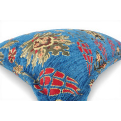 Turkish Fabric Pillow Cover 12x20, Royal Blue Boho Throw Pillow, Topkapi Palace Pattern Decorative Sofa Accent Ethnic Cushion