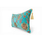 Turkish Fabric Pillow Cover 12x20, Turquoise Blue Boho Throw Pillow,Topkapi Palace Pattern Decorative Sofa Accent Ethnic Cushion