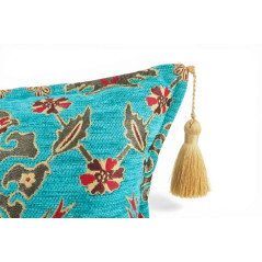 Turkish Fabric Pillow Cover 12x20, Turquoise Blue Boho Throw Pillow,Topkapi Palace Pattern Decorative Sofa Accent Ethnic Cushion