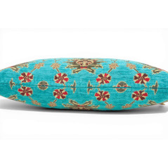 Turkish Fabric Pillow Cover 12x20, Turquoise Blue Boho Throw Pillow,Topkapi Palace Pattern Decorative Sofa Accent Ethnic Cushion