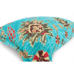 Turkish Fabric Pillow Cover 12x20, Turquoise Blue Boho Throw Pillow,Topkapi Palace Pattern Decorative Sofa Accent Ethnic Cushion