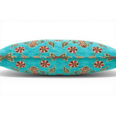 Turkish Fabric Pillow Cover 12x20, Turquoise Blue Boho Throw Pillow,Topkapi Palace Pattern Decorative Sofa Accent Ethnic Cushion