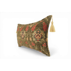 Turkish Fabric Pillow Cover 12x20, Moss Green Boho Throw Pillow, Topkapi Palace Pattern Decorative Sofa Accent Ethnic Cushion