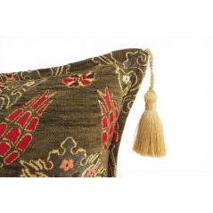 Turkish Fabric Pillow Cover 12x20, Moss Green Boho Throw Pillow, Topkapi Palace Pattern Decorative Sofa Accent Ethnic Cushion