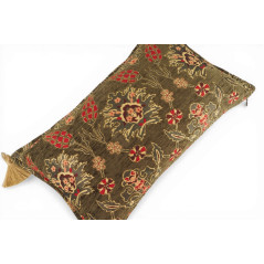 Turkish Fabric Pillow Cover 12x20, Moss Green Boho Throw Pillow, Topkapi Palace Pattern Decorative Sofa Accent Ethnic Cushion