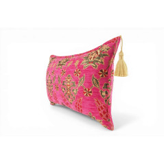 Turkish Fabric Pillow Cover 12x20, Mazenda Pink Boho Throw Pillow, Topkapi Palace Pattern Decorative Sofa Accent Ethnic Cushion