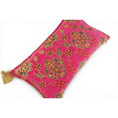 Turkish Fabric Pillow Cover 12x20, Mazenda Pink Boho Throw Pillow, Topkapi Palace Pattern Decorative Sofa Accent Ethnic Cushion
