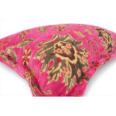 Turkish Fabric Pillow Cover 12x20, Mazenda Pink Boho Throw Pillow, Topkapi Palace Pattern Decorative Sofa Accent Ethnic Cushion
