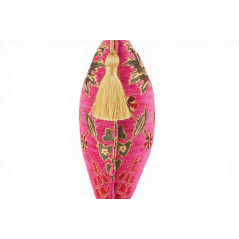 Turkish Fabric Pillow Cover 12x20, Mazenda Pink Boho Throw Pillow, Topkapi Palace Pattern Decorative Sofa Accent Ethnic Cushion