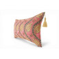 Turkish Fabric Pillow Cover 12x20, Pale Pink Boho Throw Pillow,Running Water Tulip Pattern Decorative Sofa Accent Ethnic Cushion