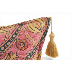 Turkish Fabric Pillow Cover 12x20, Pale Pink Boho Throw Pillow,Running Water Tulip Pattern Decorative Sofa Accent Ethnic Cushion