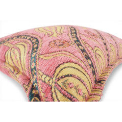 Turkish Fabric Pillow Cover 12x20, Pale Pink Boho Throw Pillow,Running Water Tulip Pattern Decorative Sofa Accent Ethnic Cushion