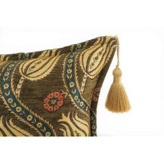 Turkish Fabric Pillow Cover 12x20,Moss Green Boho Throw Pillow,Running Water Tulip Pattern Decorative Sofa Accent Ethnic Cushion