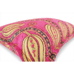 Turkish Fabric Pillow Cover 12x20, Mazenda Pink Boho Throw Pillow, Running Water Tulip Pattern Decorative Sofa Accent Ethnic