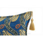 Turkish Fabric Pillow Cover 12x20, Royal Blue Boho Throw Pillow, Running Water Tulip Pattern Decorative Sofa Accent Ethnic Case