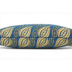 Turkish Fabric Pillow Cover 12x20, Royal Blue Boho Throw Pillow, Running Water Tulip Pattern Decorative Sofa Accent Ethnic Case
