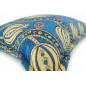 Turkish Fabric Pillow Cover 12x20, Royal Blue Boho Throw Pillow, Running Water Tulip Pattern Decorative Sofa Accent Ethnic Case