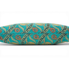 Turkish Fabric Pillow Cover 12x20, Turquoise Blue Boho Throw Pillow, Running Water Tulip Pattern Decorative Sofa Accent Ethnic