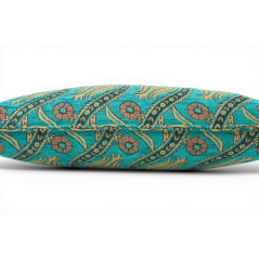 Turkish Fabric Pillow Cover 12x20, Turquoise Blue Boho Throw Pillow, Running Water Tulip Pattern Decorative Sofa Accent Ethnic