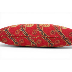 Turkish Fabric Pillow Cover 12x20, Red Boho Throw Pillow, Running Water Tulip Pattern Decorative Sofa Accent Ethnic Cushion Case