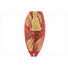 Turkish Fabric Pillow Cover 12x20, Red Boho Throw Pillow, Running Water Tulip Pattern Decorative Sofa Accent Ethnic Cushion Case