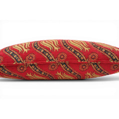 Turkish Fabric Pillow Cover 12x20, Red Boho Throw Pillow, Running Water Tulip Pattern Decorative Sofa Accent Ethnic Cushion Case