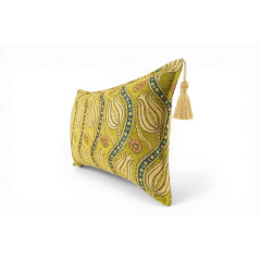 Turkish Fabric Pillow Cover 12x20, Pistacio Green Boho Throw Pillow, Running Water Tulip Pattern Decorative Sofa Accent Ethnic
