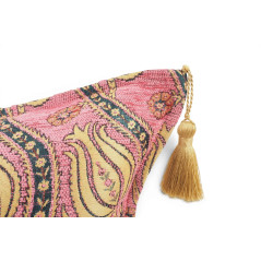 Turkish Fabric Pillow Cover 18x18, Pale Pink Boho Throw Pillow,Running Water Tulip Pattern Decorative Sofa Accent Ethnic Cushion