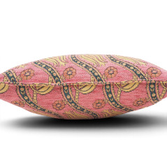 Turkish Fabric Pillow Cover 18x18, Pale Pink Boho Throw Pillow,Running Water Tulip Pattern Decorative Sofa Accent Ethnic Cushion