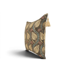 Fabric Pillow, Fabric Pillow 18x18, Moss Green Water Line Tulip Pattern Turkish Fabric Pillow, Decorative and Throw Pillow
