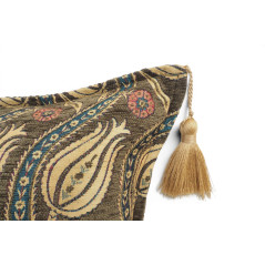Turkish Fabric Pillow Cover 18x18,Moss Green Boho Throw Pillow,Running Water Tulip Pattern Decorative Sofa Accent Ethnic Cushion