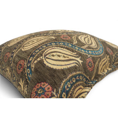 Turkish Fabric Pillow Cover 18x18,Moss Green Boho Throw Pillow,Running Water Tulip Pattern Decorative Sofa Accent Ethnic Cushion