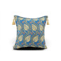Turkish Fabric Pillow Cover 18x18, Royal Blue Boho Throw Pillow, Running Water Tulip Pattern Decorative Sofa Accent Ethnic Case