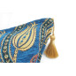 Turkish Fabric Pillow Cover 18x18, Royal Blue Boho Throw Pillow, Running Water Tulip Pattern Decorative Sofa Accent Ethnic Case