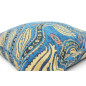 Turkish Fabric Pillow Cover 18x18, Royal Blue Boho Throw Pillow, Running Water Tulip Pattern Decorative Sofa Accent Ethnic Case