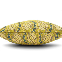 Turkish Fabric Pillow Cover 18x18, Pistachio Green Boho Throw Pillow, Running Water Tulip Pattern Decorative Sofa Accent Ethnic