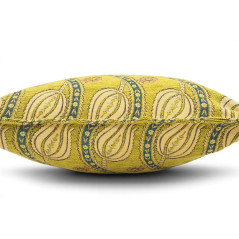 Turkish Fabric Pillow Cover 18x18, Pistachio Green Boho Throw Pillow, Running Water Tulip Pattern Decorative Sofa Accent Ethnic