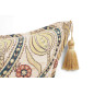Turkish Fabric Pillow Cover 18x18, Beige Boho Throw Pillow, Running Water Tulip Pattern Decorative Sofa Accent Ethnic Cushion