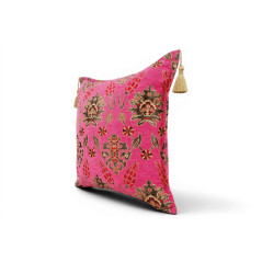 Fabric Pillow,Fabric Pillow 18x18,Mazenda Pink Topkapi Palace Tulip Pattern Turkish Fabric Pillow Cover,Decorative Throw Pillow