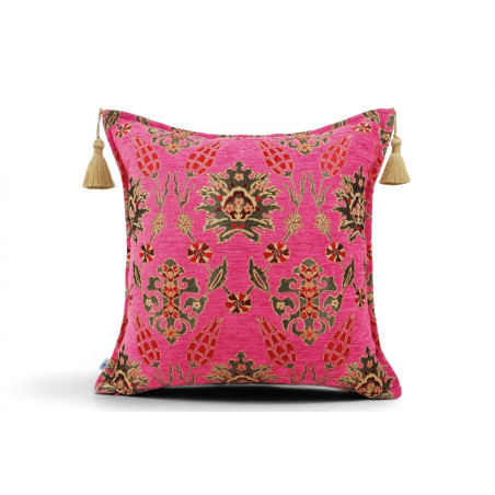 Fabric Pillow,Fabric Pillow 18x18,Mazenda Pink Topkapi Palace Tulip Pattern Turkish Fabric Pillow Cover,Decorative Throw Pillow