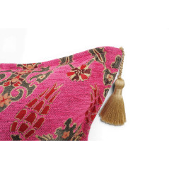Turkish Fabric Pillow Cover 18x18, Mazenda Pink Boho Throw Pillow, Topkapi Palace Pattern Decorative Sofa Accent Ethnic Cushion